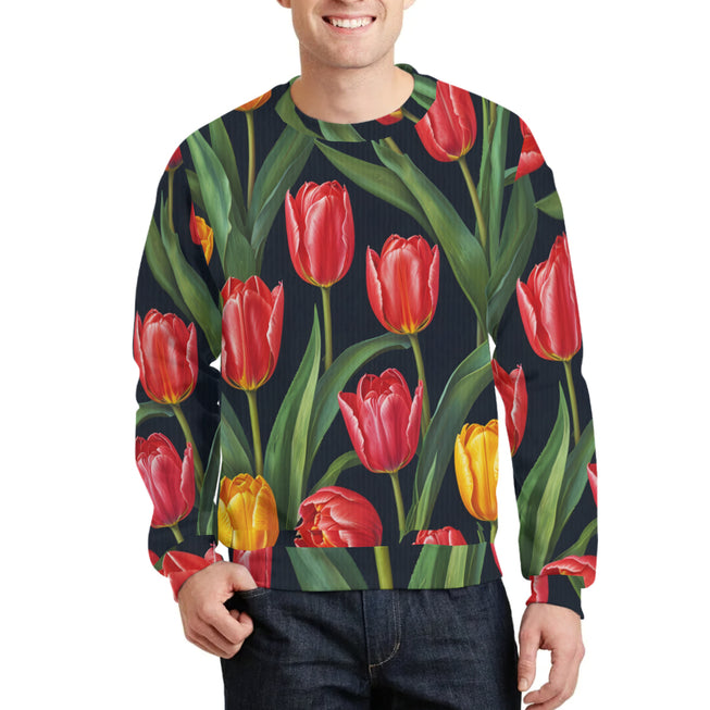 Tulip Pattern Crew Neck Sweater