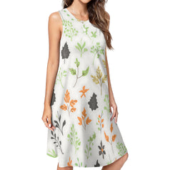 Green and Black Floral Women's Casual Dress