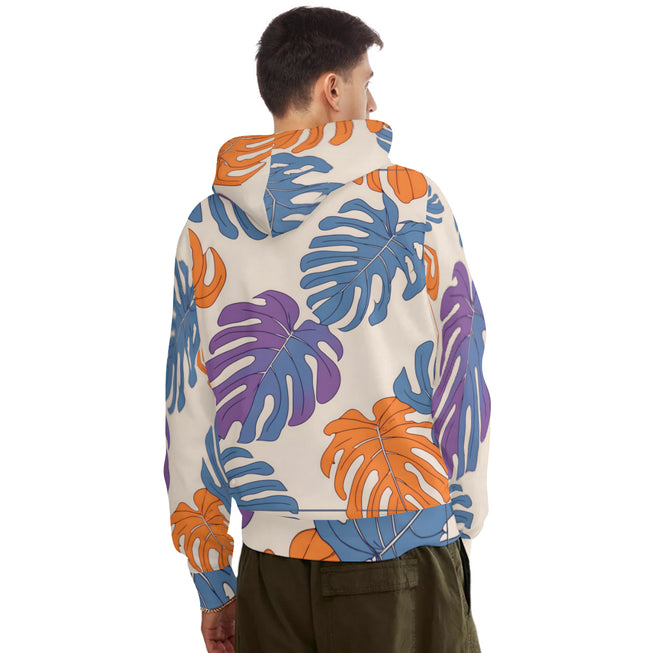 Bold Tropical Leaf Pattern Adult Hoodie