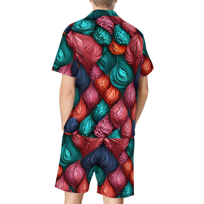 Abstract Seamless Pattern Men's Shirt And Short Set