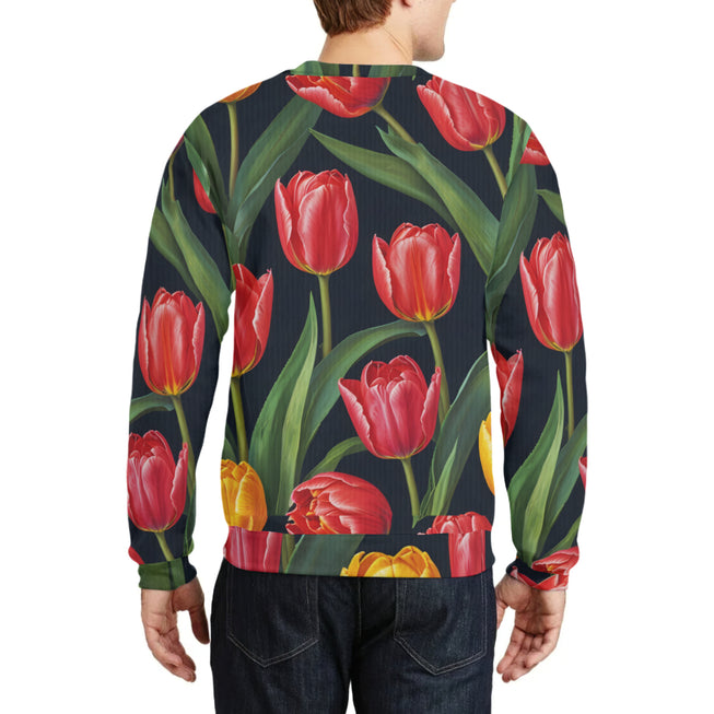 Tulip Pattern Crew Neck Sweater