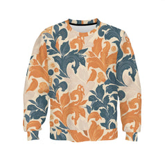 Orange Floral Crew Neck Sweater