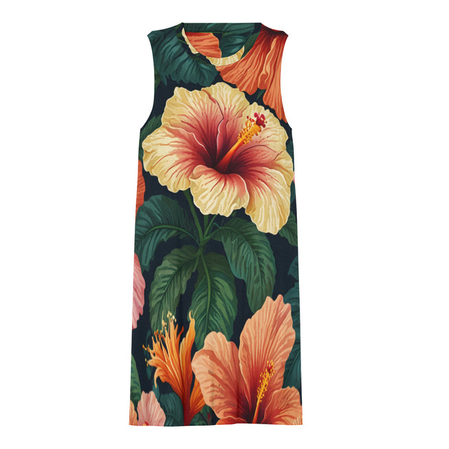 Hibiscus Tropical Pattern Women's Casual Dress |