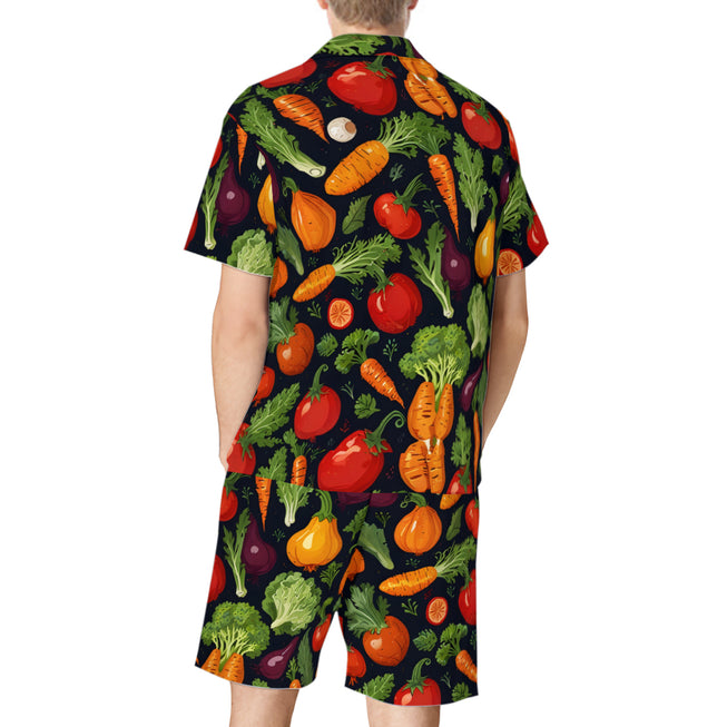 Veggies Pattern Men's Shirt And Short Set