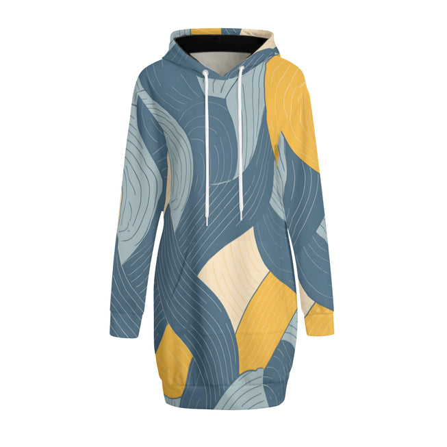 Abstract Orange and Blue Women Long Sleeve Casual Hoodie Sweater