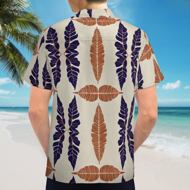 Tropical Leaf Men's Casual Short-Sleeved Shirt