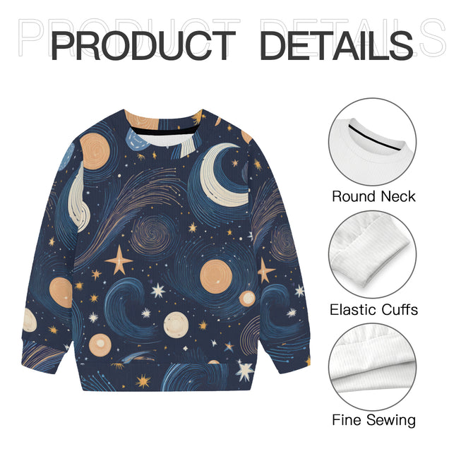 Galaxy Patterns Kids Round Neck Sweater