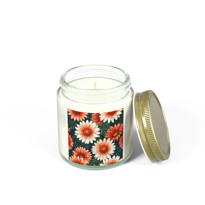 Flower Pattern Scented Coconut Apricot Candles (4oz, 9oz)