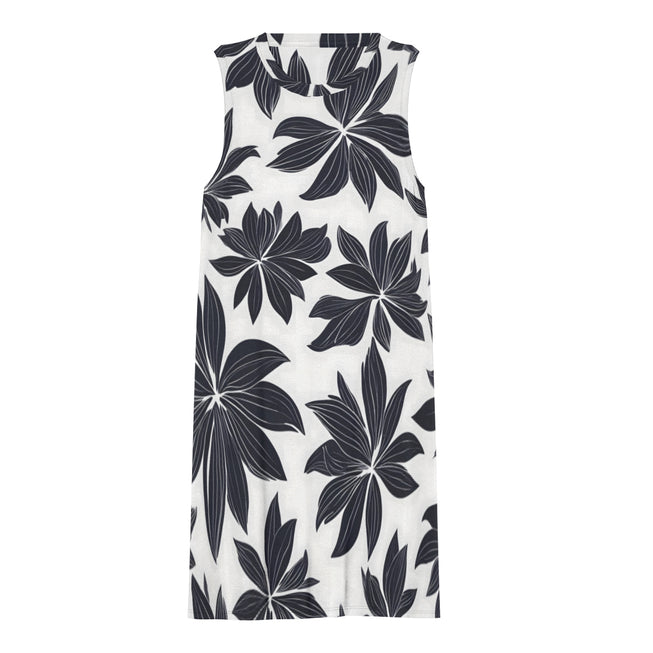 Black Floral Shapes Women's Casual Dress