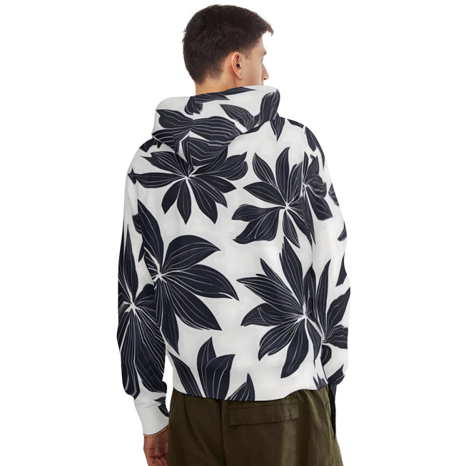 Black Floral Shapes Men's Adult Hoodie Set