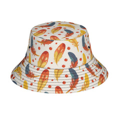 Vibrant Feathers Double-Sided Unisex Polyester Bucket Hat