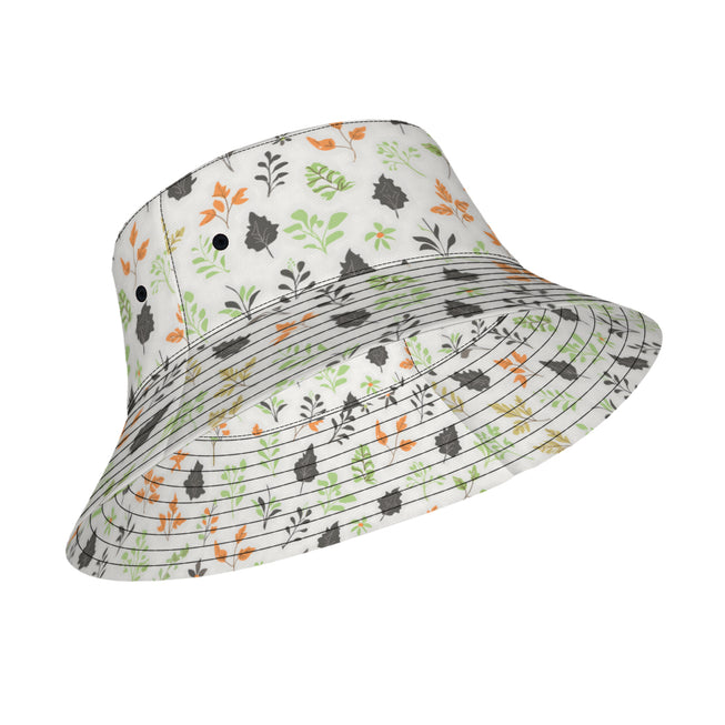 Green and Black Floral Double-Sided Unisex Polyester Bucket Hat