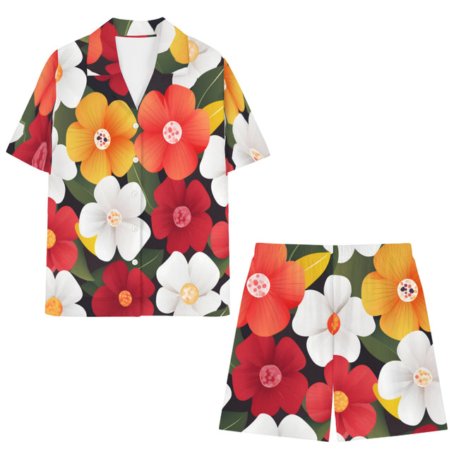 Floral Pattern Men's Shirt And Short Set