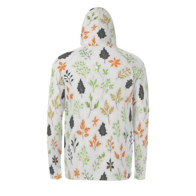 Green and Black Floral Men's Sun Protection Long Sleeve Hoodie