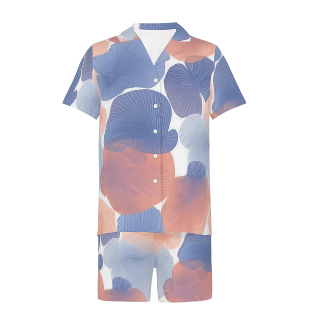 Floral Shapes Pattern Men's Shirt And Short Set