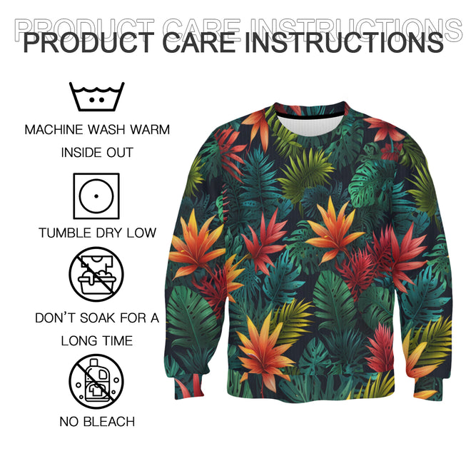 Tropical Pattern Crew Neck Sweater