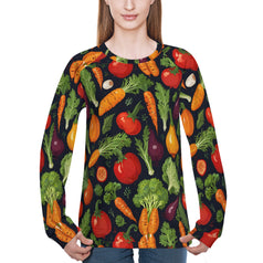 Veggies Pattern Women's Raglan Long Sleeved Sweatshirt