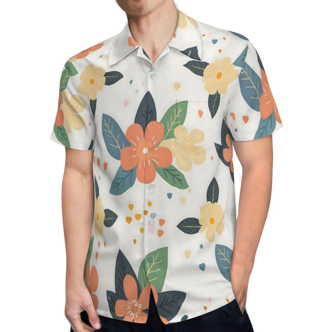 Firefly Floral Seamless Men's Casual Short-Sleeved Shirt