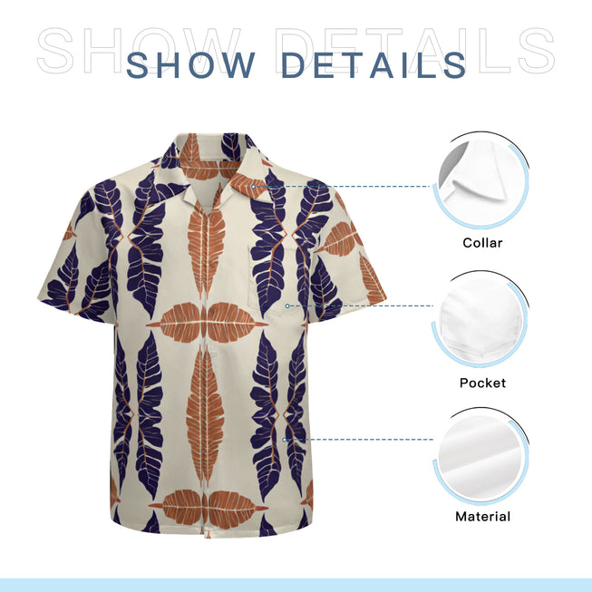 Tropical Leaf Men's Casual Short-Sleeved Shirt