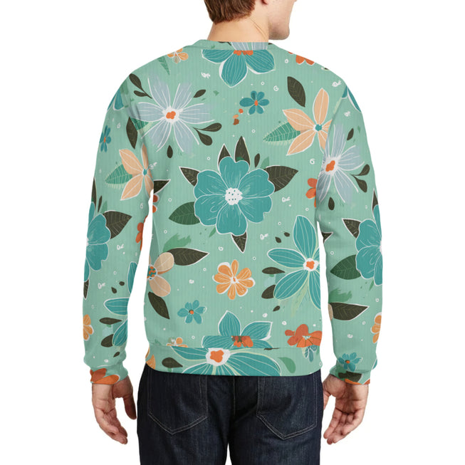 Floral Seamless Pattern Crew Neck Sweater