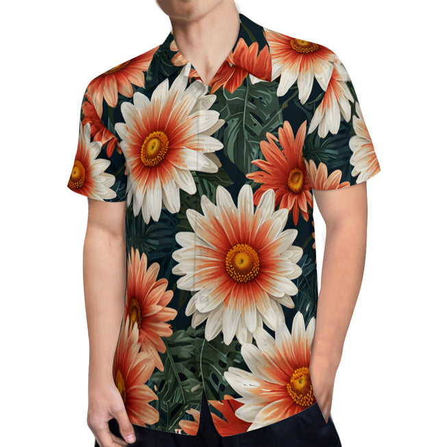 Daisy Pattern Men's Casual Short-Sleeved Shirt