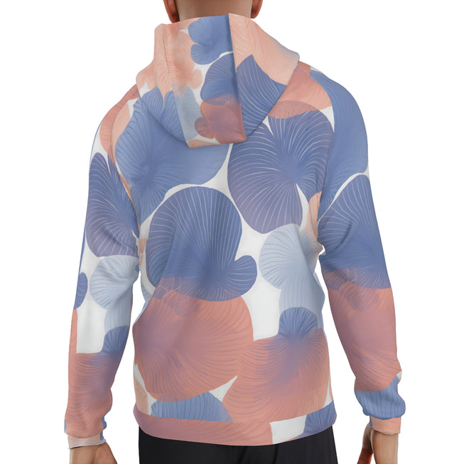 Floral Shapes Pattern Men's Zip Up Hoodie