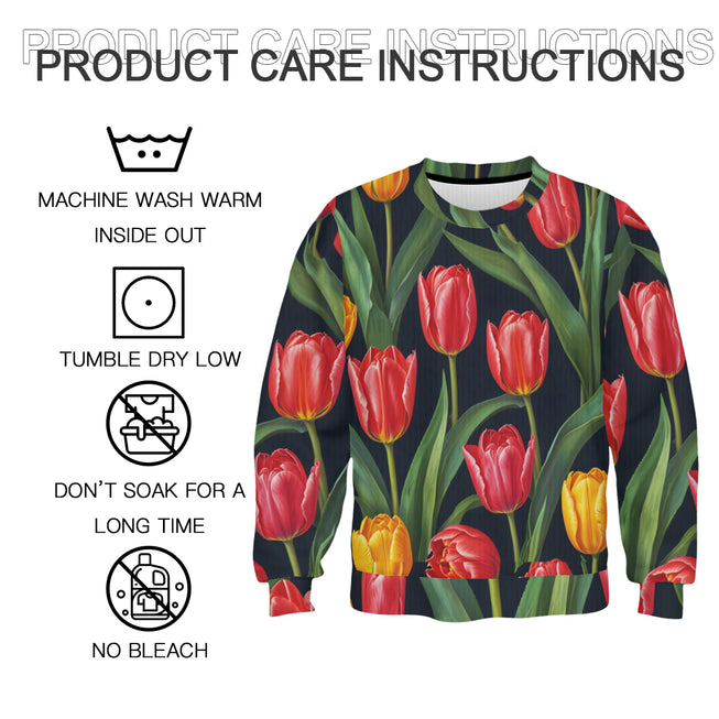 Tulip Pattern Crew Neck Sweater