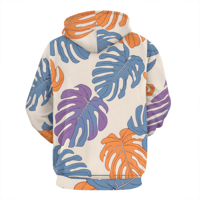 Bold Tropical Leaf Pattern Adult Hoodie