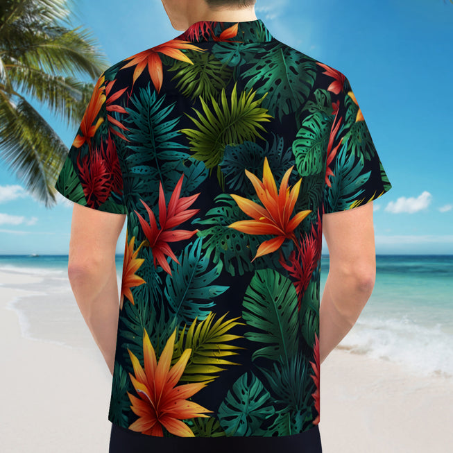 Tropical Pattern Men's Casual Short-Sleeved Shirt