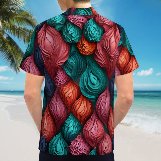 Abstract Seamless Pattern Men's Casual Short-Sleeved Shirt.