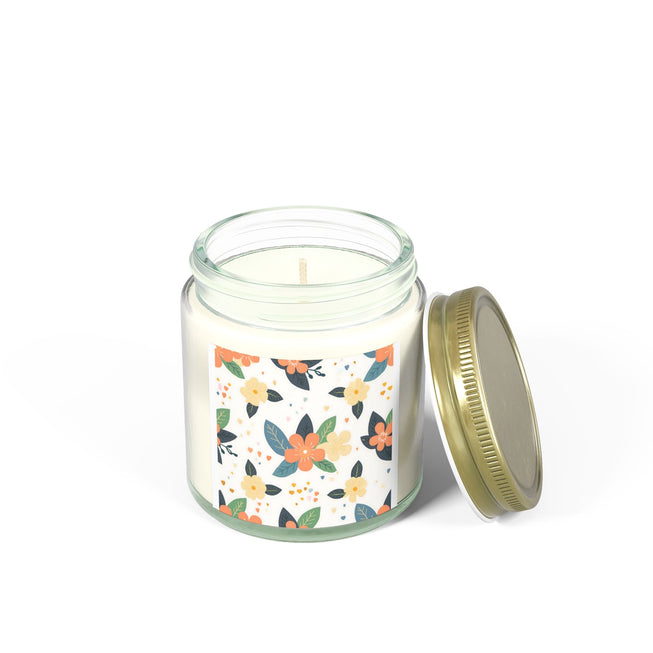 Floral Pattern Scented Coconut Apricot Candles (4oz, 9oz)