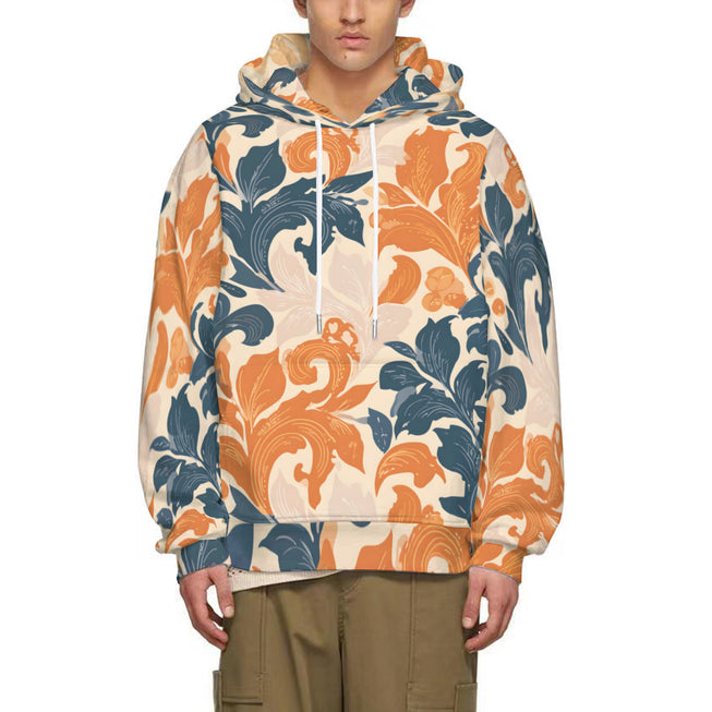 Orange Floral Adult Hoodie