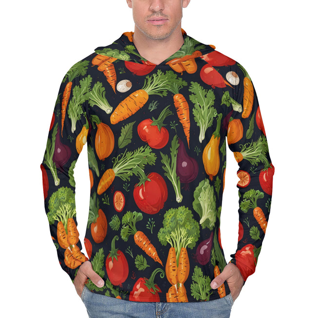 Veggies Pattern Men's Sun Protection Long Sleeve Hoodie