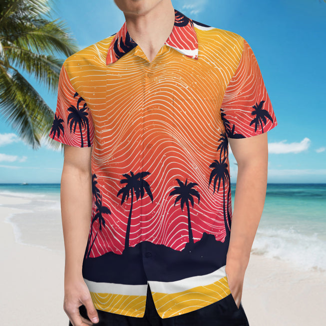 Sunset Pattern Men's Casual Short-Sleeved Shirt