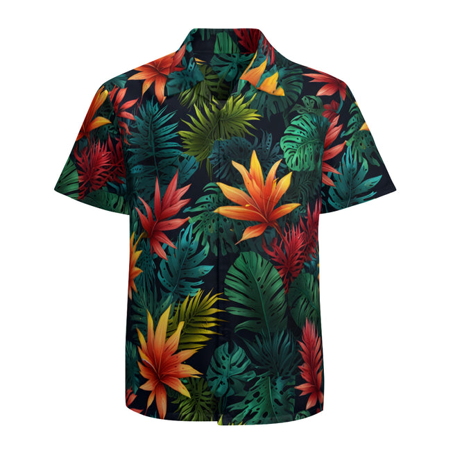 Tropical Pattern Men's Casual Short-Sleeved Shirt