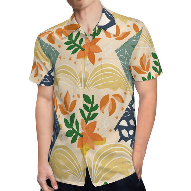 Abstract Inspired Pattern Men's Casual Short-Sleeved Shirt.