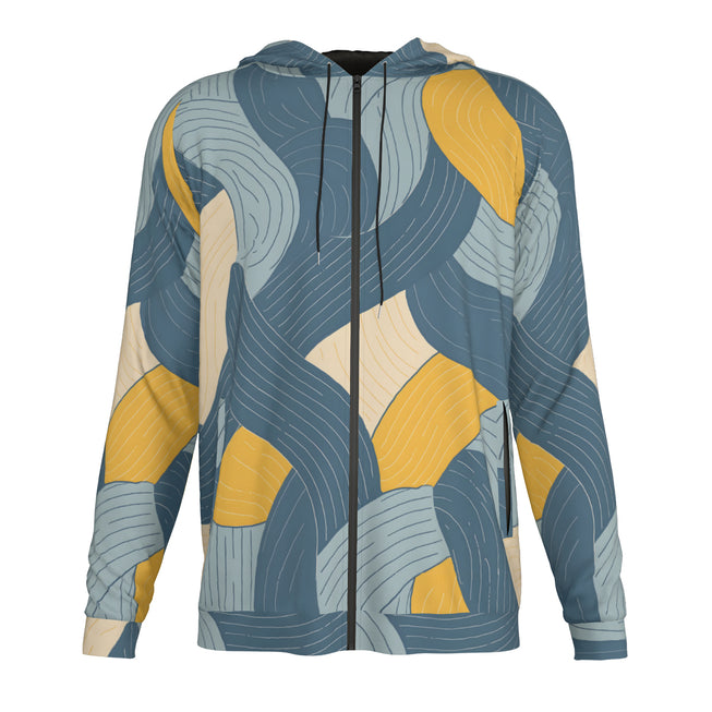 Abstract Orange and Blue Men's Zip Up Hoodie