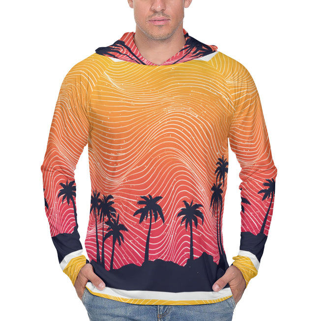 Sunset Pattern Men's Sun Protection Long Sleeve Hoodie