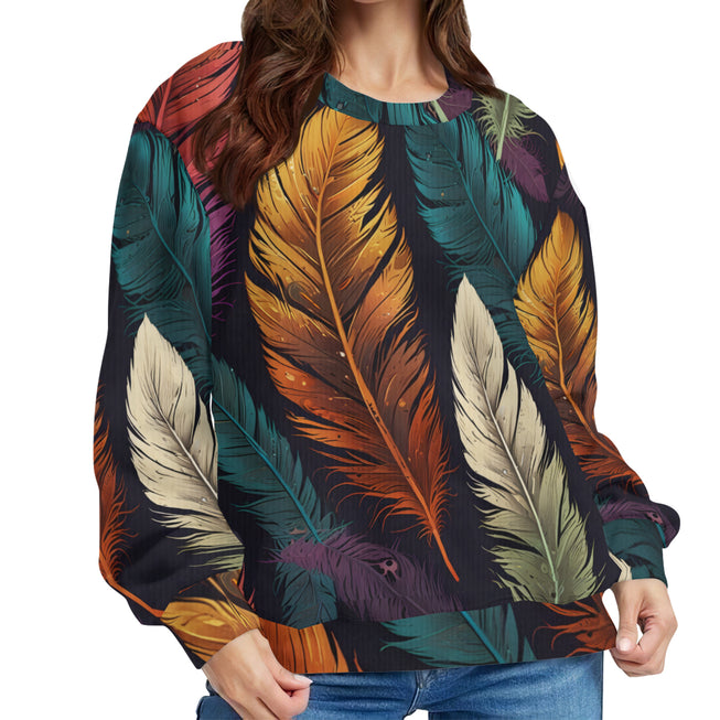 Elegant Feathers Crew Neck Sweater