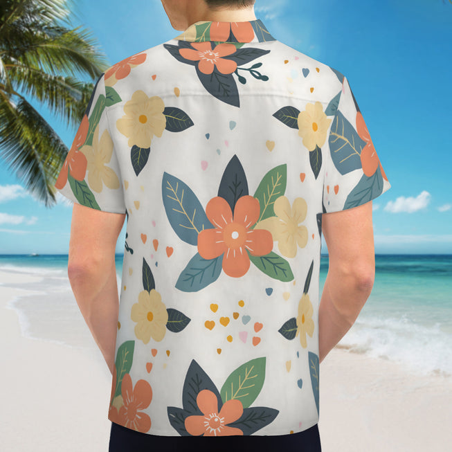 Firefly Floral Seamless Men's Casual Short-Sleeved Shirt