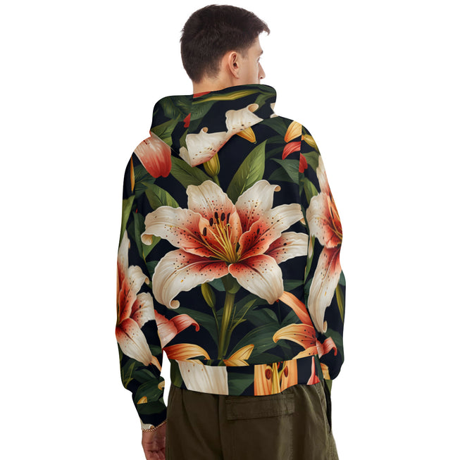 Lily Flower Pattern Adult Hoodie