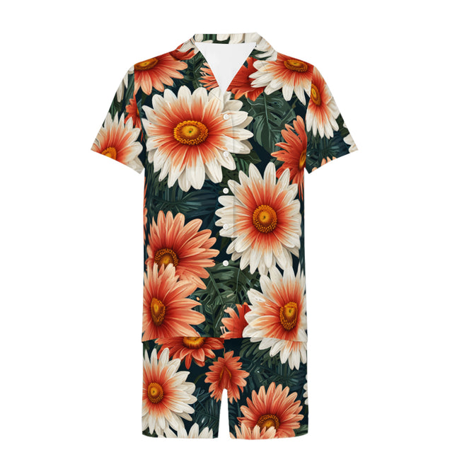 Daisy pattern Men's Shirt And Short Set