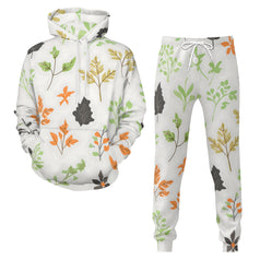 Green and Black Floral Men's Adult Hoodie Set