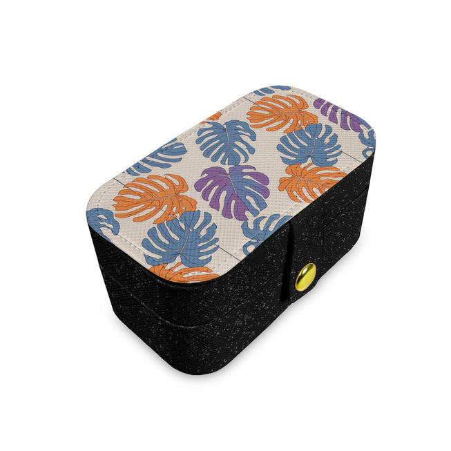 Bold Tropical Leaf Pattern Personalized Portable Jewelry Box