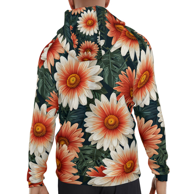 Daisy Pattern Zip Up Hoodie