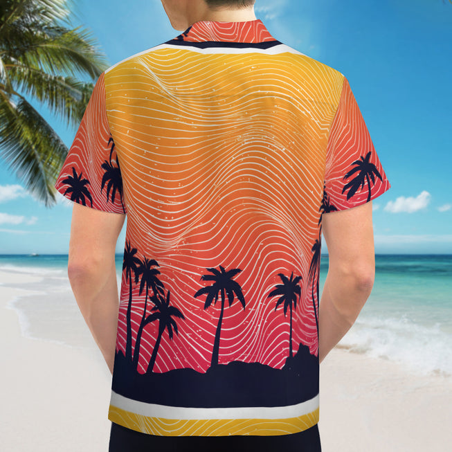 Sunset Pattern Men's Casual Short-Sleeved Shirt