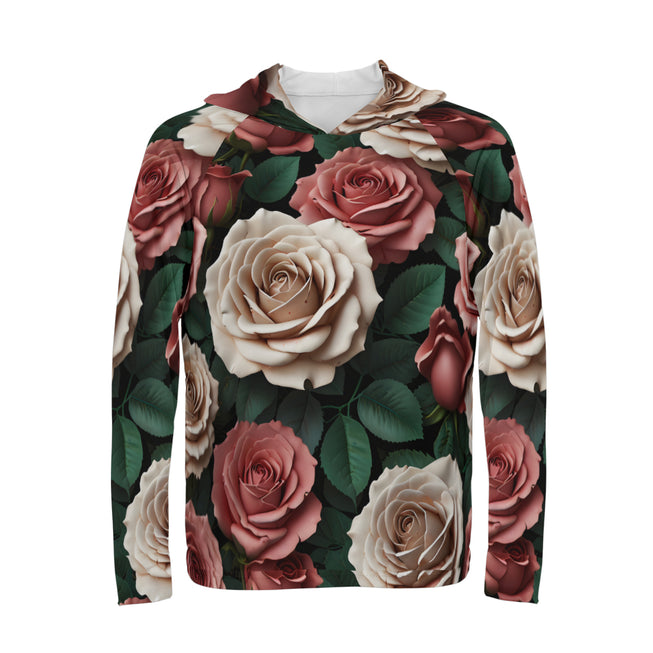 Rose Pattern Sun Protection Long Sleeve Hoodie