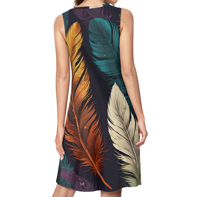 Elegant Feathers Women's Casual Dress