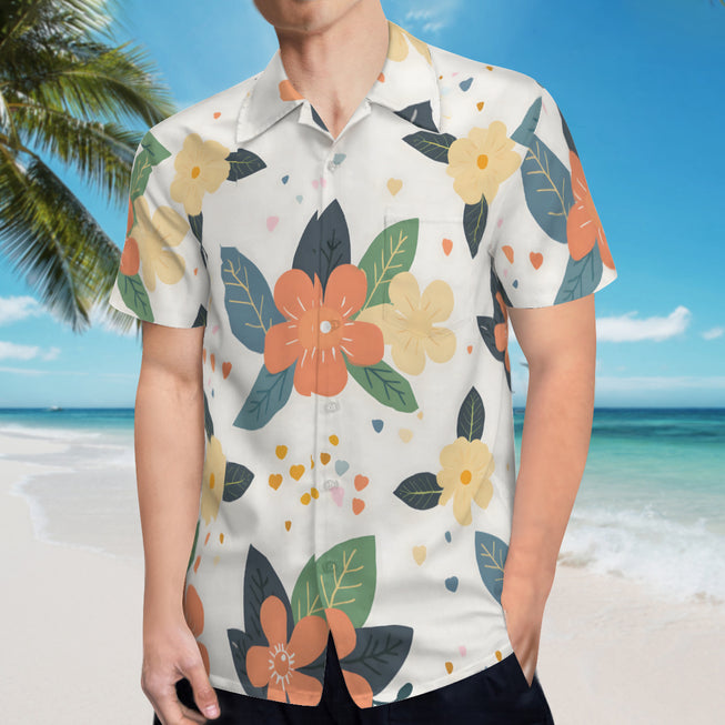 Firefly Floral Seamless Men's Casual Short-Sleeved Shirt