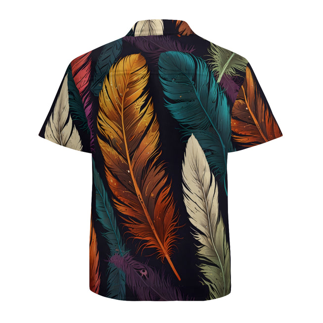 Elegant Feathers Men's Casual Short-Sleeved Shirt